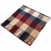 Gant Twill Checked Wool Scarf Burgundy